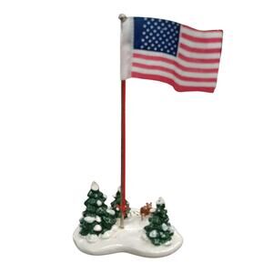 Dept 56 Village Flag Pole #5177-2 Handpainted Accessory w/ Box Christmas Holiday